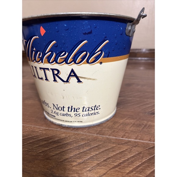 Vintage 2002 Michelob Ultra Metal Beer Ice Bucket Blue White Large Barware OG - Picture 3 of 10